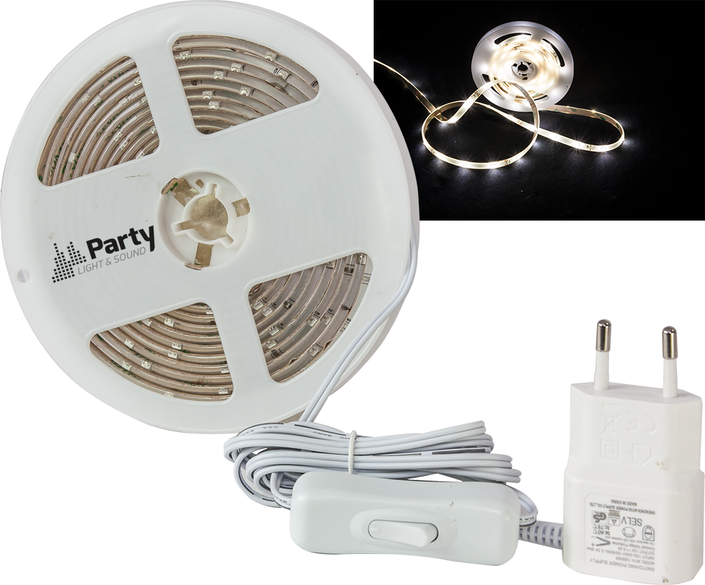 Party Light & Sound LED Strip (White, 3m)