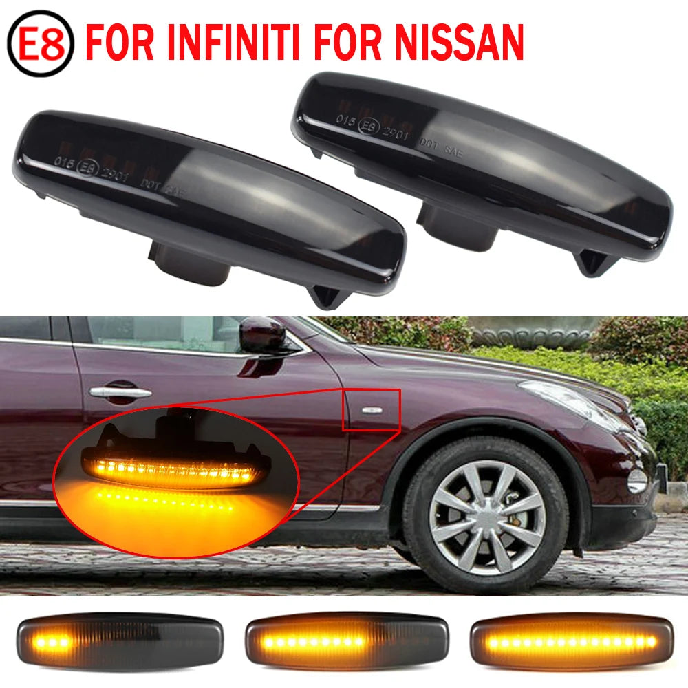 2pcs Dynamic LED Signal Lights For Infiniti EX35 EX37 FX35 FX37 FX50 G25 G35 G37 JX35 M25