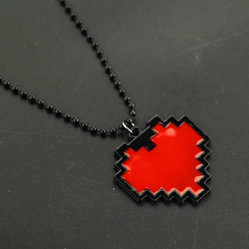 Anime Pixels Heart Necklace - Undertale cosplay of Frisk - 24cm Length red heart pendant Necklace