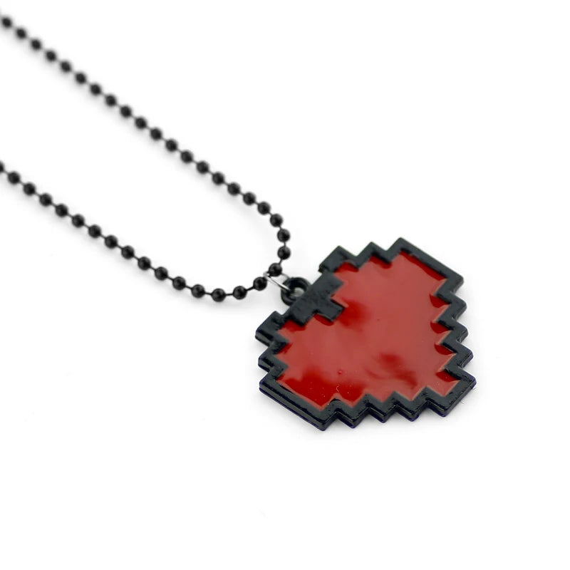 Anime Pixels Heart Necklace - Undertale cosplay of Frisk - 24cm Length red heart pendant Necklace