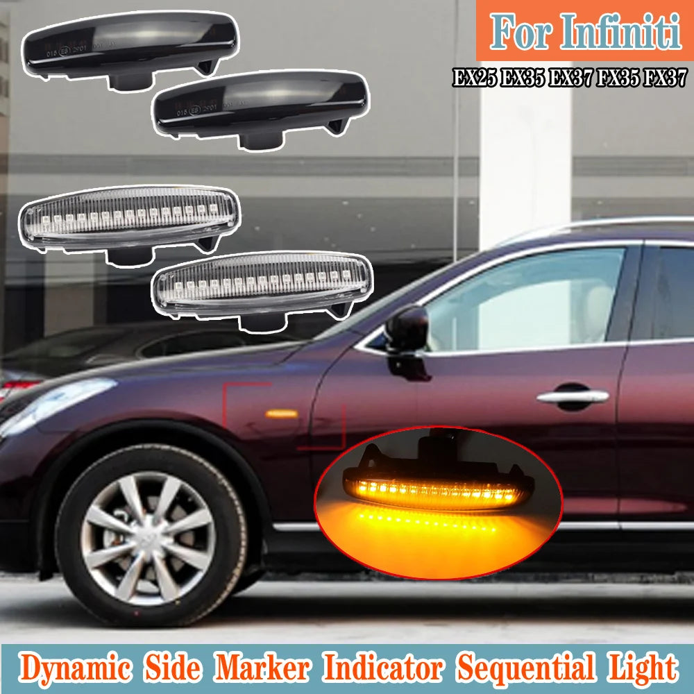 2pcs Dynamic LED Signal Lights For Infiniti EX35 EX37 FX35 FX37 FX50 G25 G35 G37 JX35 M25