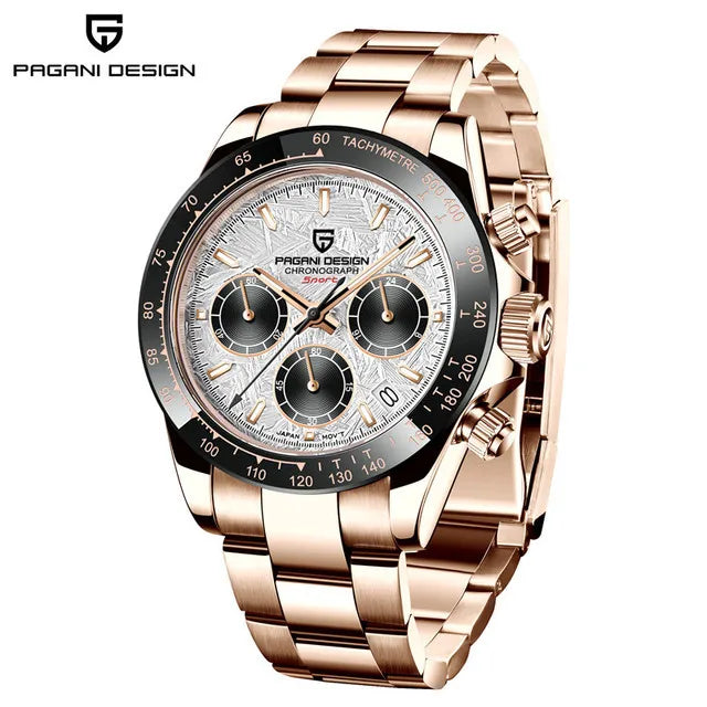 PAGANI DESIGN Men's Quartz Watches Sapphire Retro Chronograph Stainless Steel Waterproof Watch For Men's