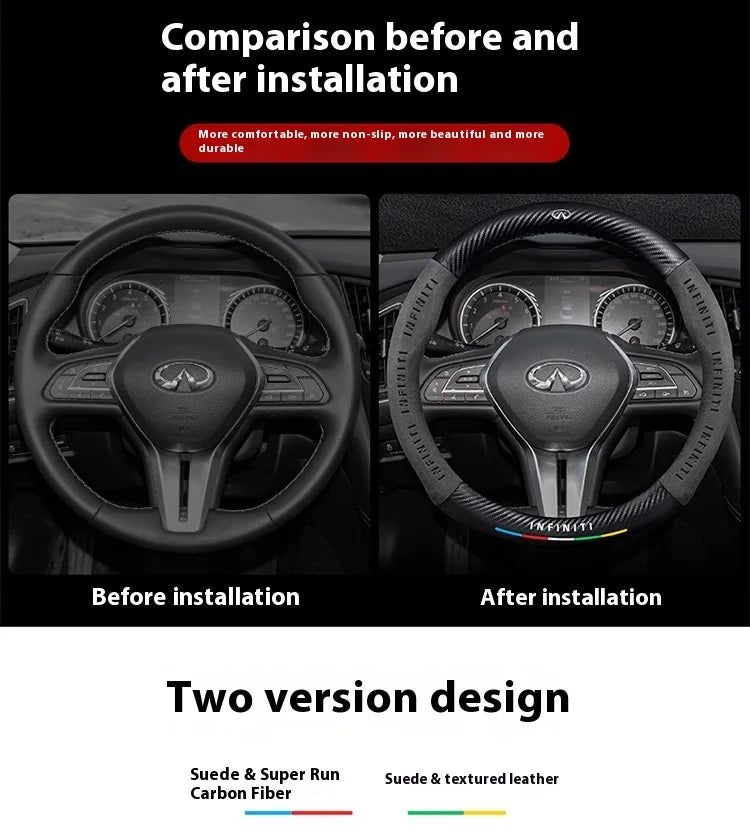 Infiniti Q50 Q60S Q70 QX30 QX50 QX55 QX56 QX60 QX70 QX8 JX35 EX25 FX35 G37 M35 ESQ Steering Wheel Cover