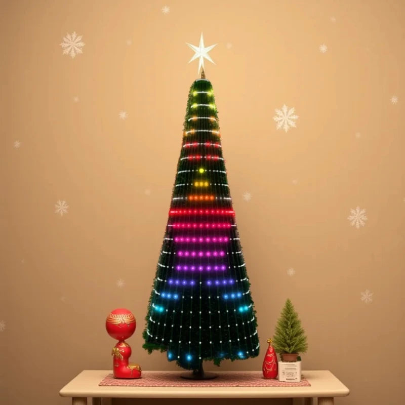 Christmas tree LED lights decoration including tree topper (Remotely controlled with smart app and physical controller)
