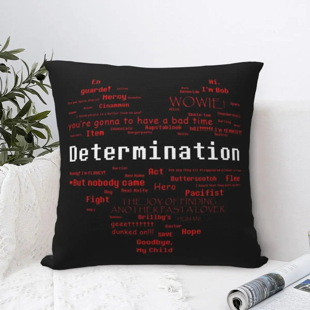 Undertale Word Heart Throw Pillow cover