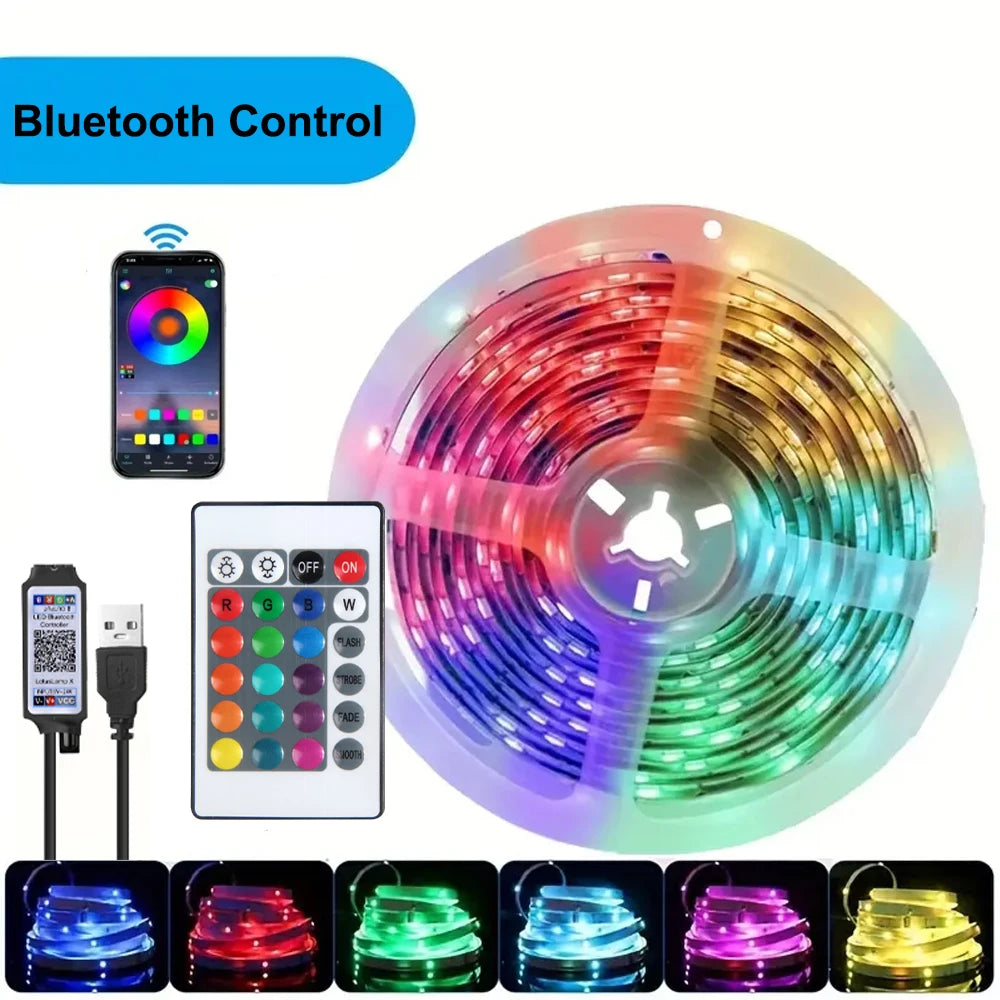 RGB USB LED Strip APP Control with 44 Key Remote Control Music Sync Suitable for Living Room, Kitchen, Esports Decoration Night