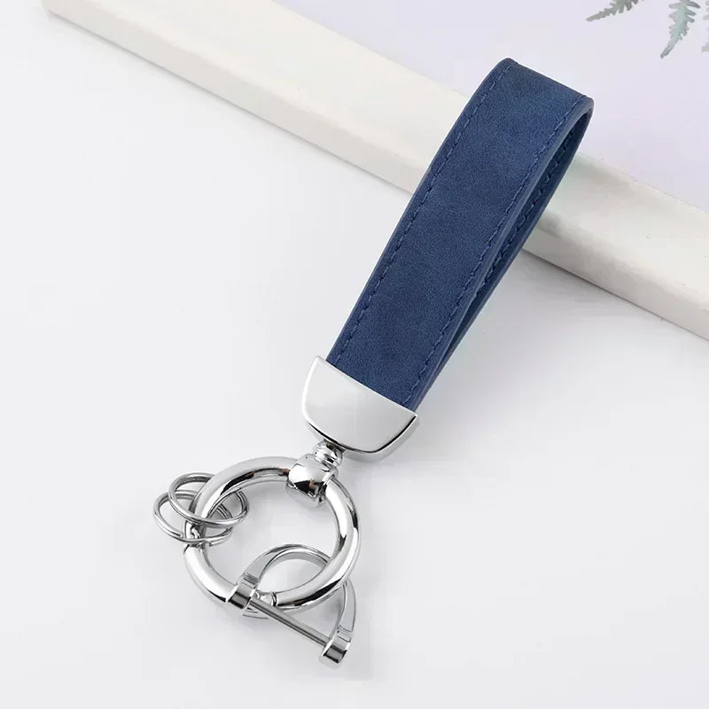 Vintage Keyring Men and Women Laser Engrave Leather Keychain