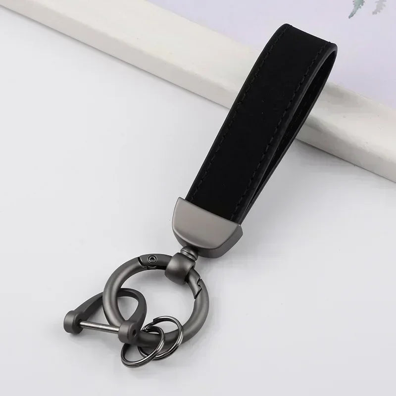 Vintage Keyring Men and Women Laser Engrave Leather Keychain