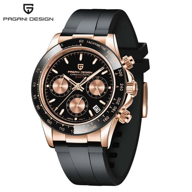 PAGANI DESIGN Men's Quartz Watches Sapphire Retro Chronograph Stainless Steel Waterproof Watch For Men's