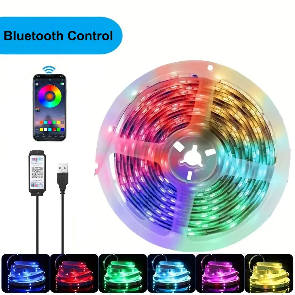 RGB USB LED Strip APP Control with 44 Key Remote Control Music Sync Suitable for Living Room, Kitchen, Esports Decoration Night