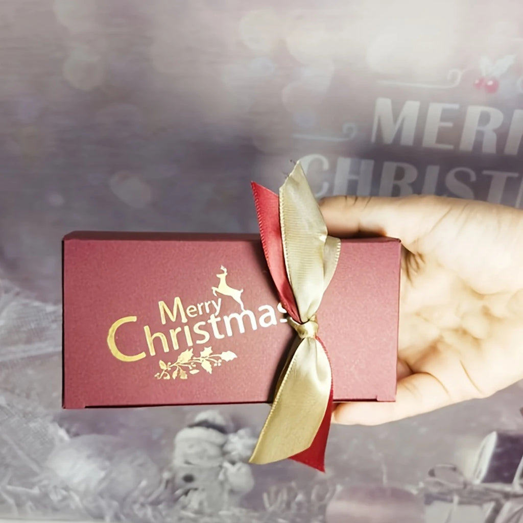 10pcs Christmas Candy Gift Boxes with Ribbon