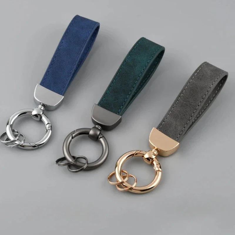 Vintage Keyring Men and Women Laser Engrave Leather Keychain