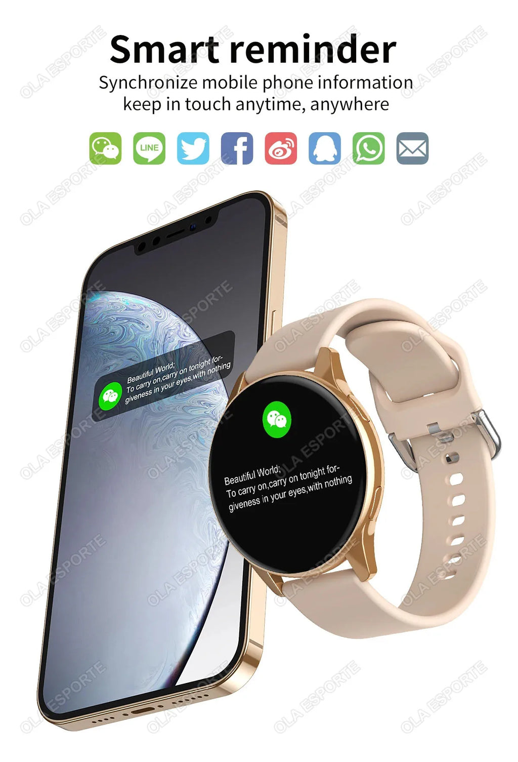 Women Smart-Watch Bluetooth connectivity, Waterproof, Heart Rate monitor