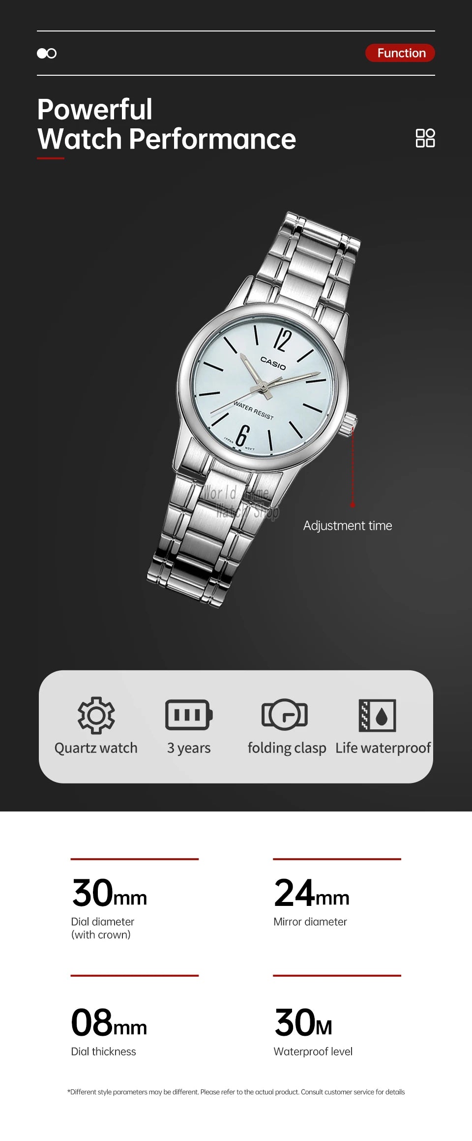 Casio women watch top brand luxury Waterproof Quartz ladies watch