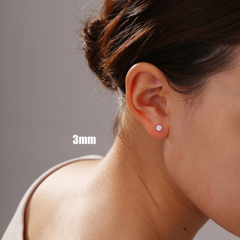 Crystal Zircon 925 Sterling Silver Earrings Cubic Zirconia Silver Stud