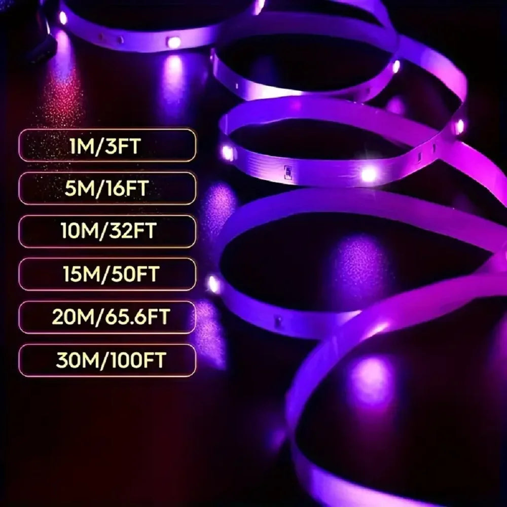 RGB USB LED Strip APP Control with 44 Key Remote Control Music Sync Suitable for Living Room, Kitchen, Esports Decoration Night