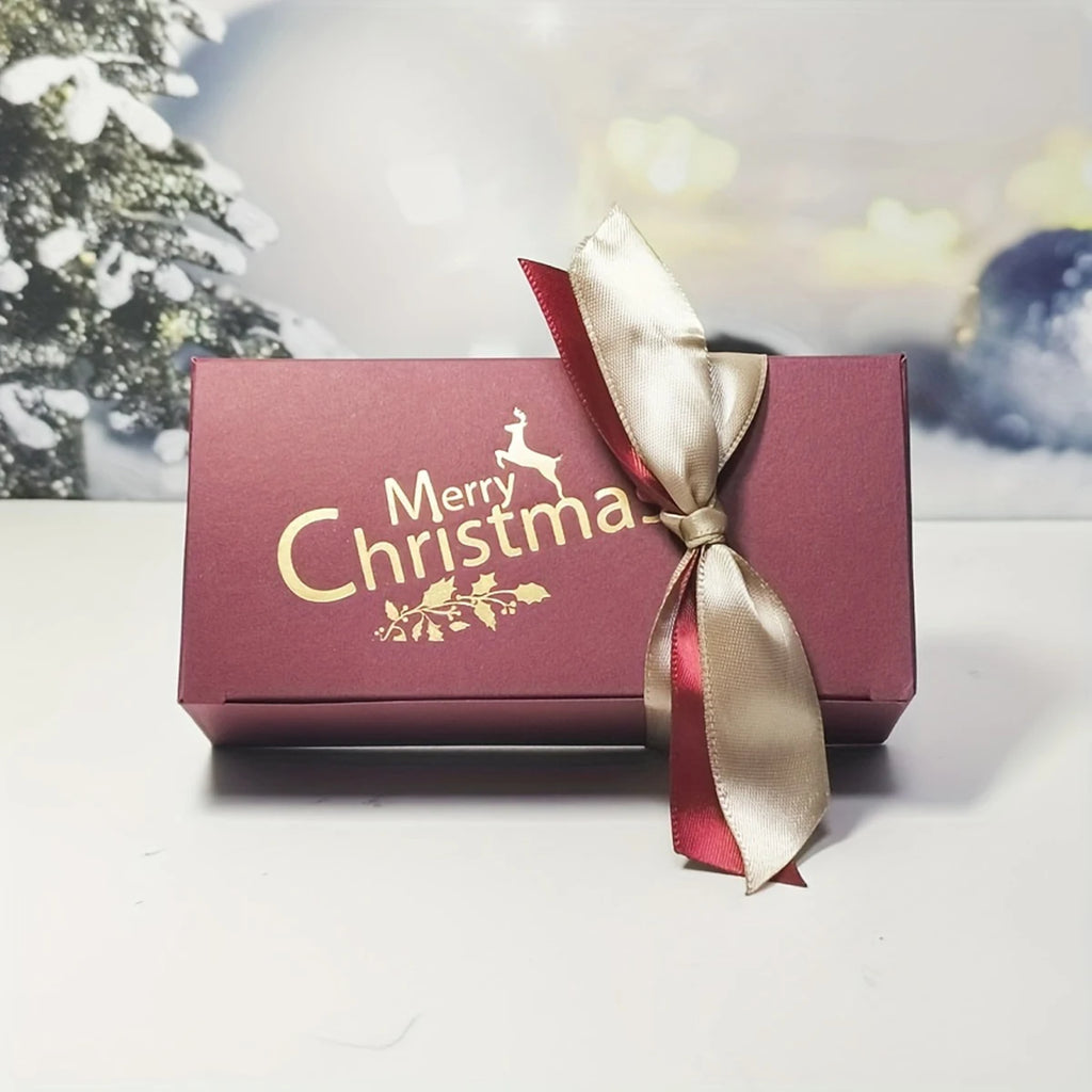 10pcs Christmas Candy Gift Boxes with Ribbon