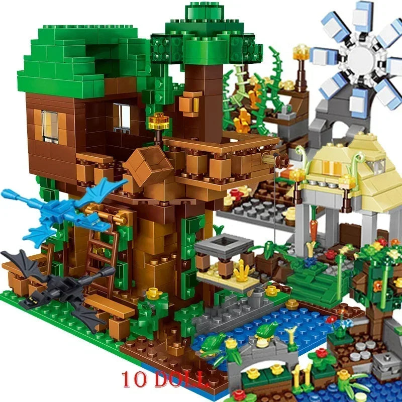 Minecraft Building Blocks The Mountain Cave With Elevator Waterfall Figures Bricks