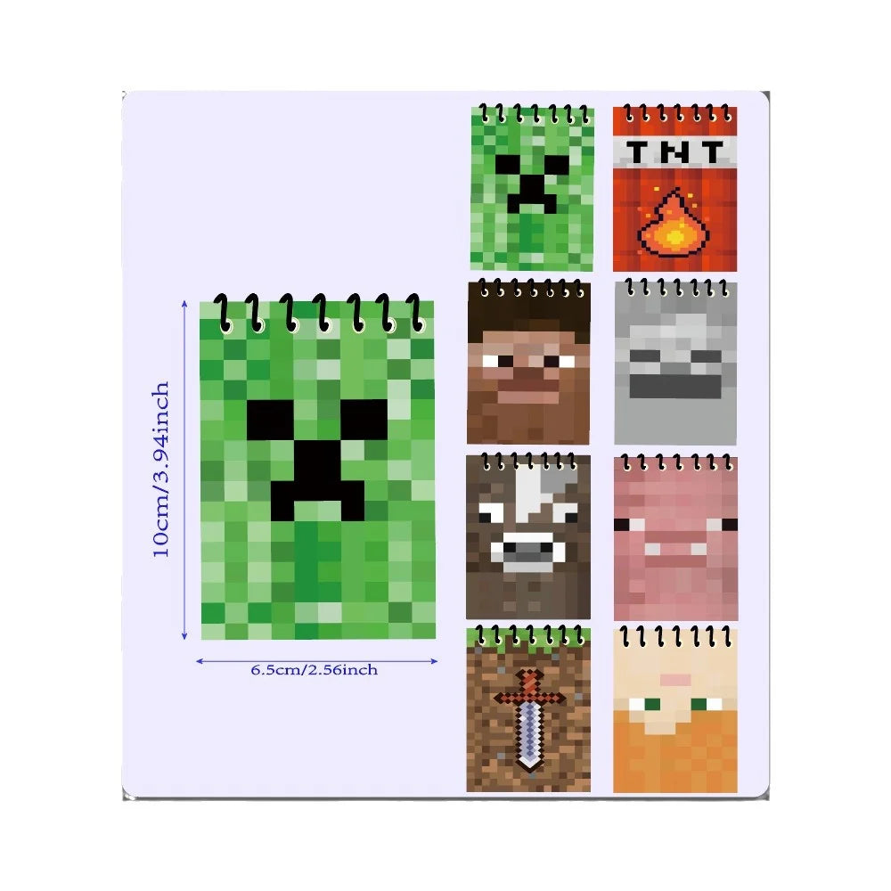 Minecraft My world new 8pcs styles coolie afraid pixel this party notepad