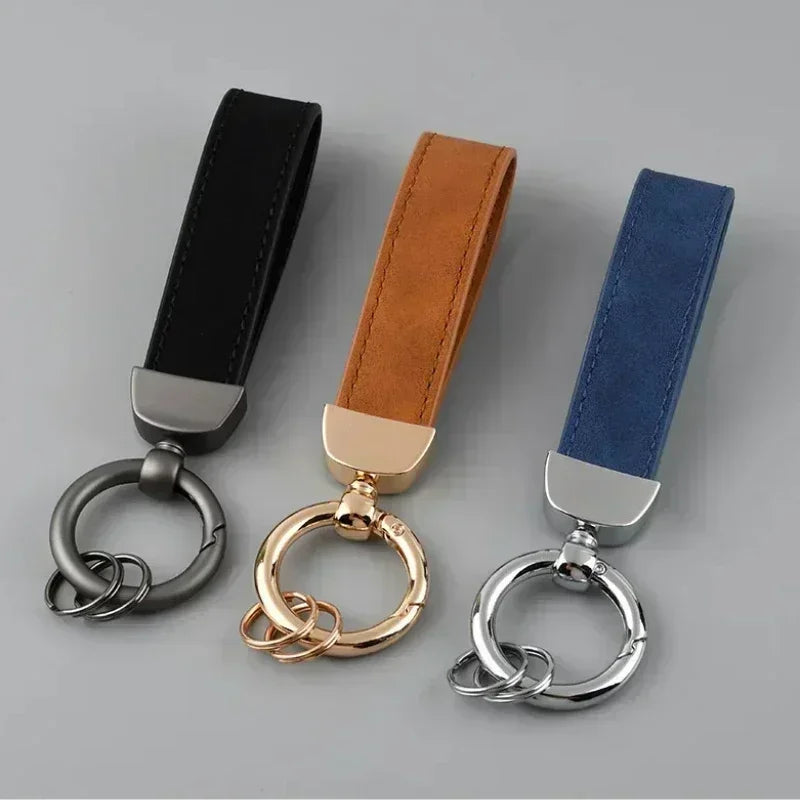 Vintage Keyring Men and Women Laser Engrave Leather Keychain