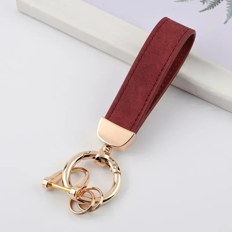 Vintage Keyring Men and Women Laser Engrave Leather Keychain