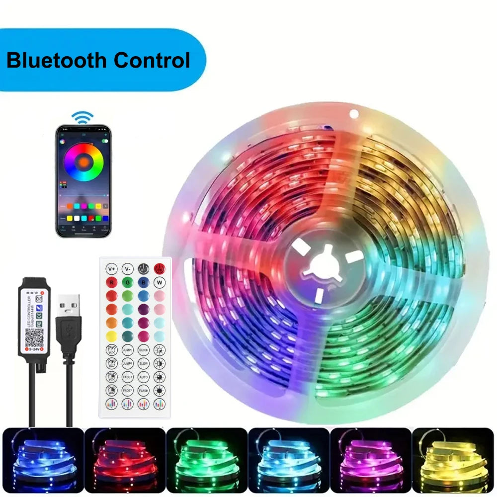 RGB USB LED Strip APP Control with 44 Key Remote Control Music Sync Suitable for Living Room, Kitchen, Esports Decoration Night