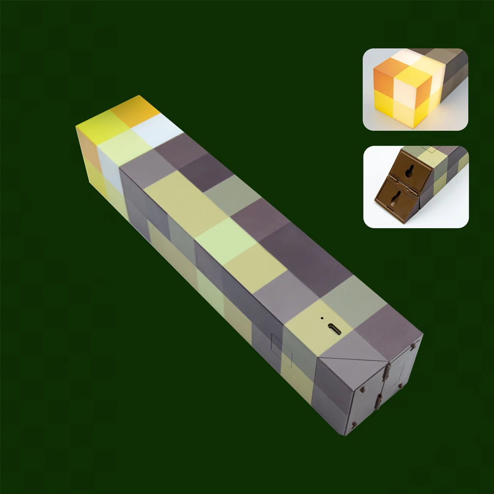 Minecraft Torch Light Brownstone LED Night Light USB Rechargeable indoor lamp