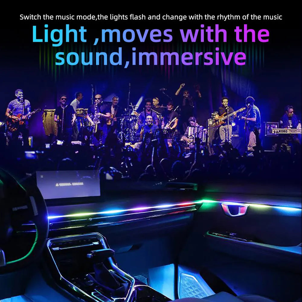 Car Ambient Lights 10 in 1 Footwell Universal RGB Atmosphere LED USB/Cigar Lighter connector APP Control