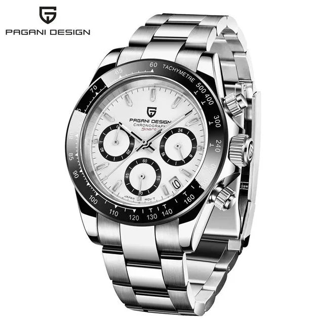 PAGANI DESIGN Men's Quartz Watches Sapphire Retro Chronograph Stainless Steel Waterproof Watch For Men's