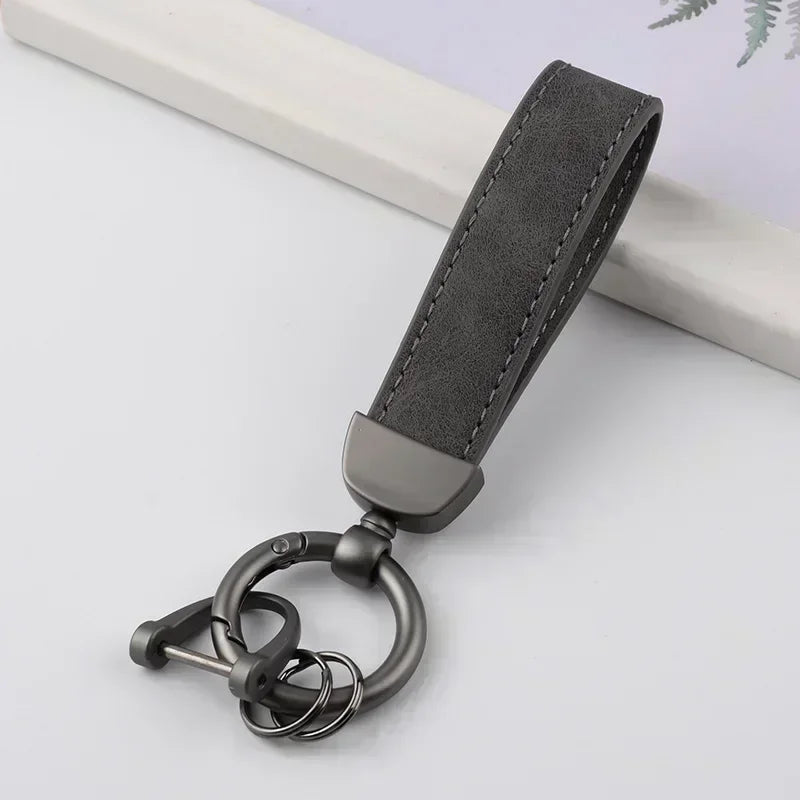 Vintage Keyring Men and Women Laser Engrave Leather Keychain