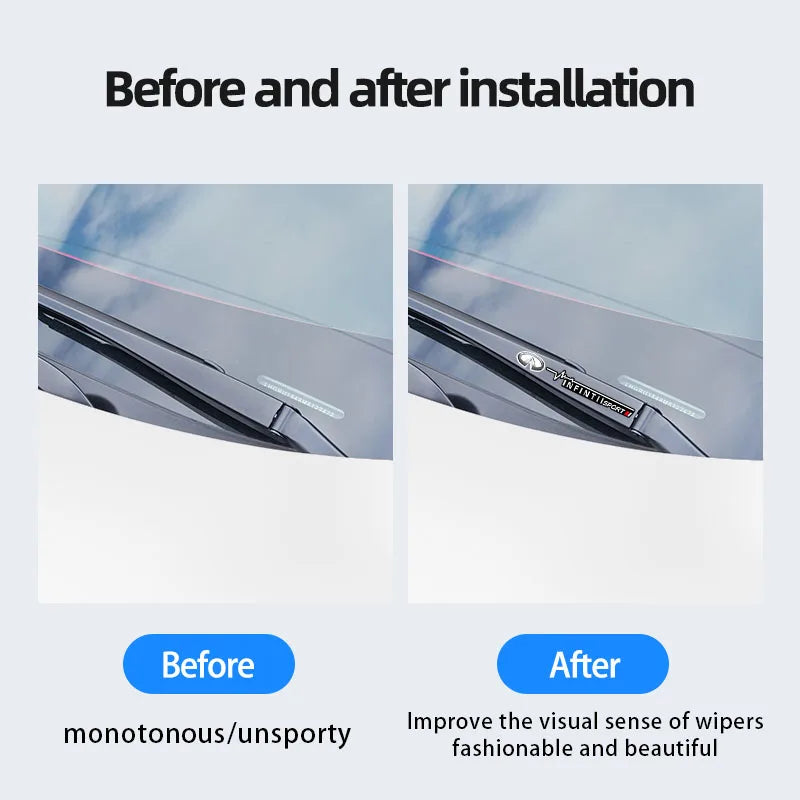 2/4Pcs Car Window Wiper Stickers Emblem Accessories For Infiniti Q50 G37 QX70 FX35 Q60 Q30 QX60 JX35 QX80 M35 FX30 QX50 M37 FX50