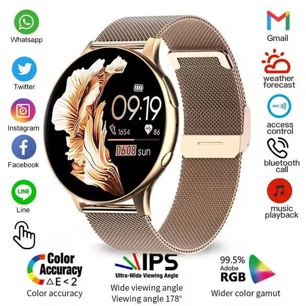 Women Smart-Watch Bluetooth connectivity, Waterproof, Heart Rate monitor