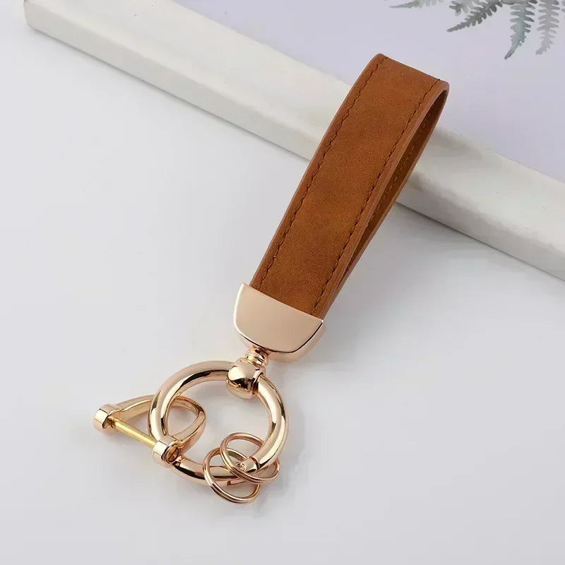 Vintage Keyring Men and Women Laser Engrave Leather Keychain