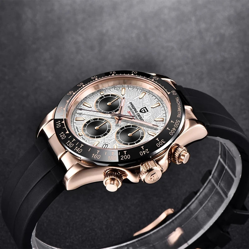 PAGANI DESIGN Men's Quartz Watches Sapphire Retro Chronograph Stainless Steel Waterproof Watch For Men's