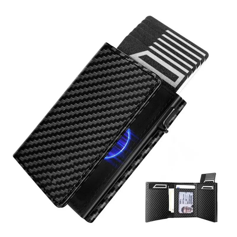 Men's Anti-Theft Three Fold Wallet Ultra-Thin with Zipper Coin Pocket Credit Card & Clip Brush Anti-Magnetic Card Bag