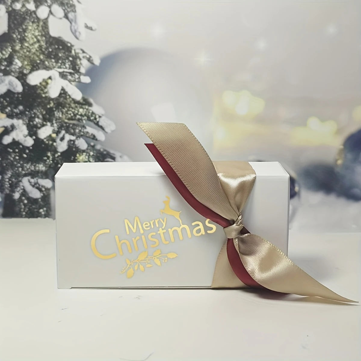 10pcs Christmas Candy Gift Boxes with Ribbon
