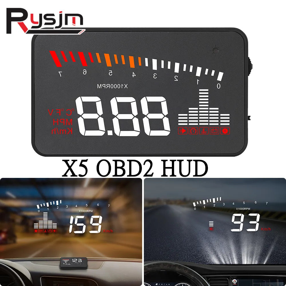 Universal Car Heads Up Display Digital Speedometer, coolant temperature, battery voltage and etc OBD2 connector