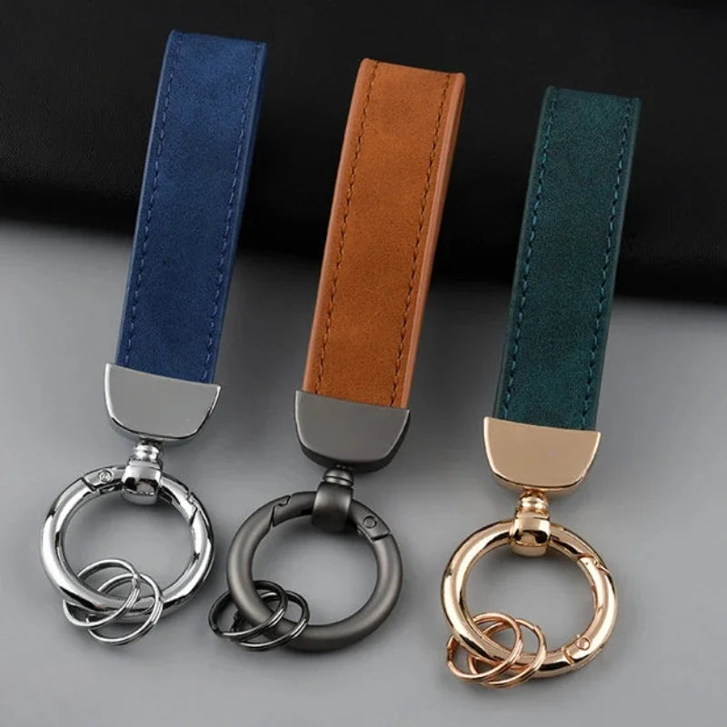 Vintage Keyring Men and Women Laser Engrave Leather Keychain