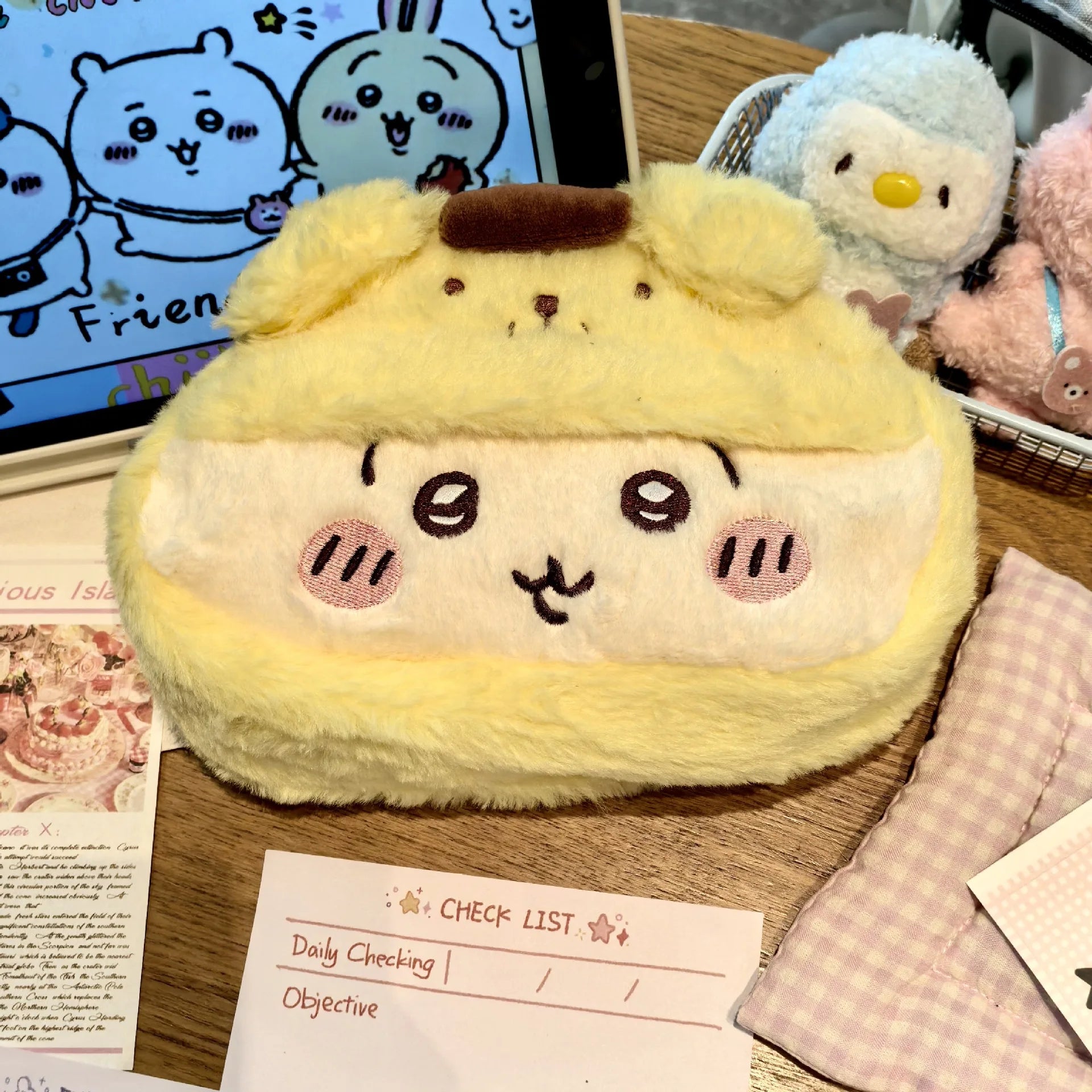 Anime Chiikawas Plush Pen Case Cartoon Usagi Hachiware Stationery Box Large Capacity Pen Case Student Stationery Birthday Gifts