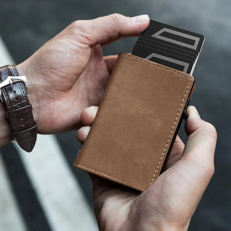 Men's Anti-Theft Three Fold Wallet Ultra-Thin with Zipper Coin Pocket Credit Card & Clip Brush Anti-Magnetic Card Bag