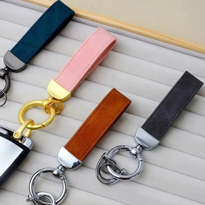 Vintage Keyring Men and Women Laser Engrave Leather Keychain