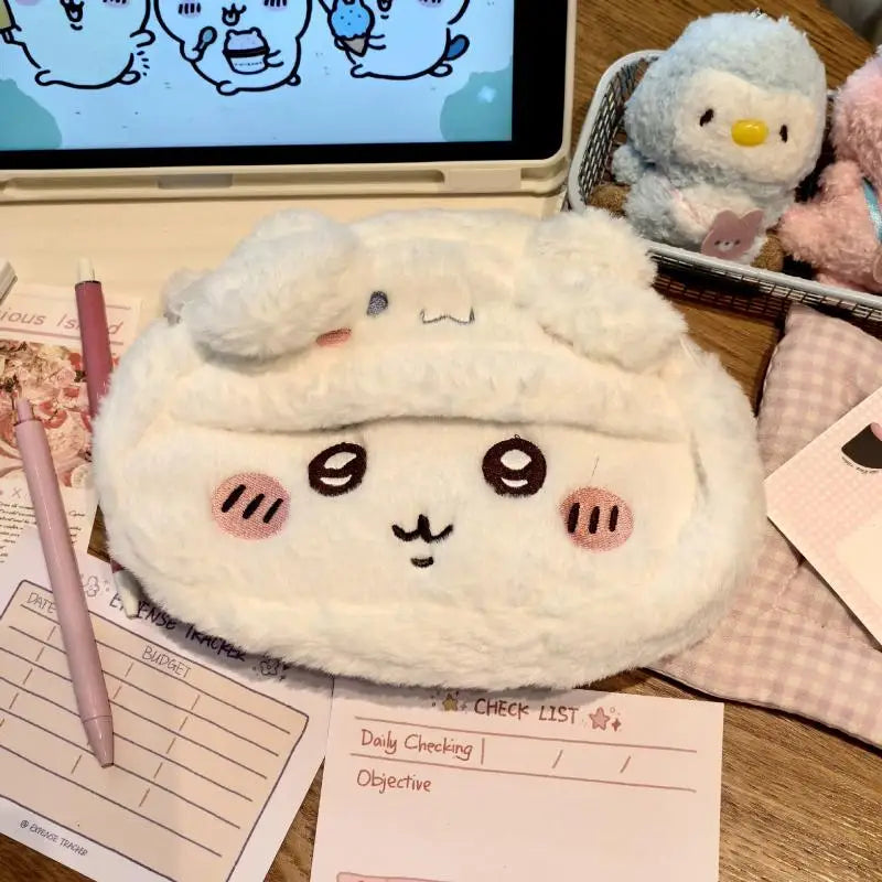 Anime Chiikawas Plush Pen Case Cartoon Usagi Hachiware Stationery Box Large Capacity Pen Case Student Stationery Birthday Gifts