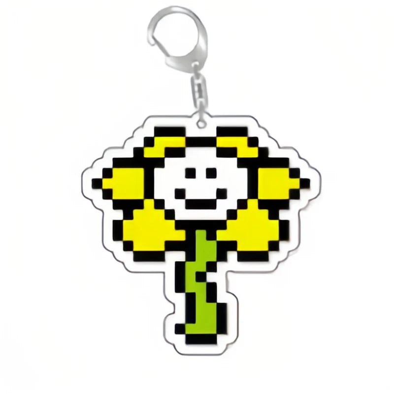 Juego Undertale Pixel llavero Cosplay Sans Flowey Papyrus Asriel colgante coche llavero bolsa accesorios dibujos animados regalo keychain