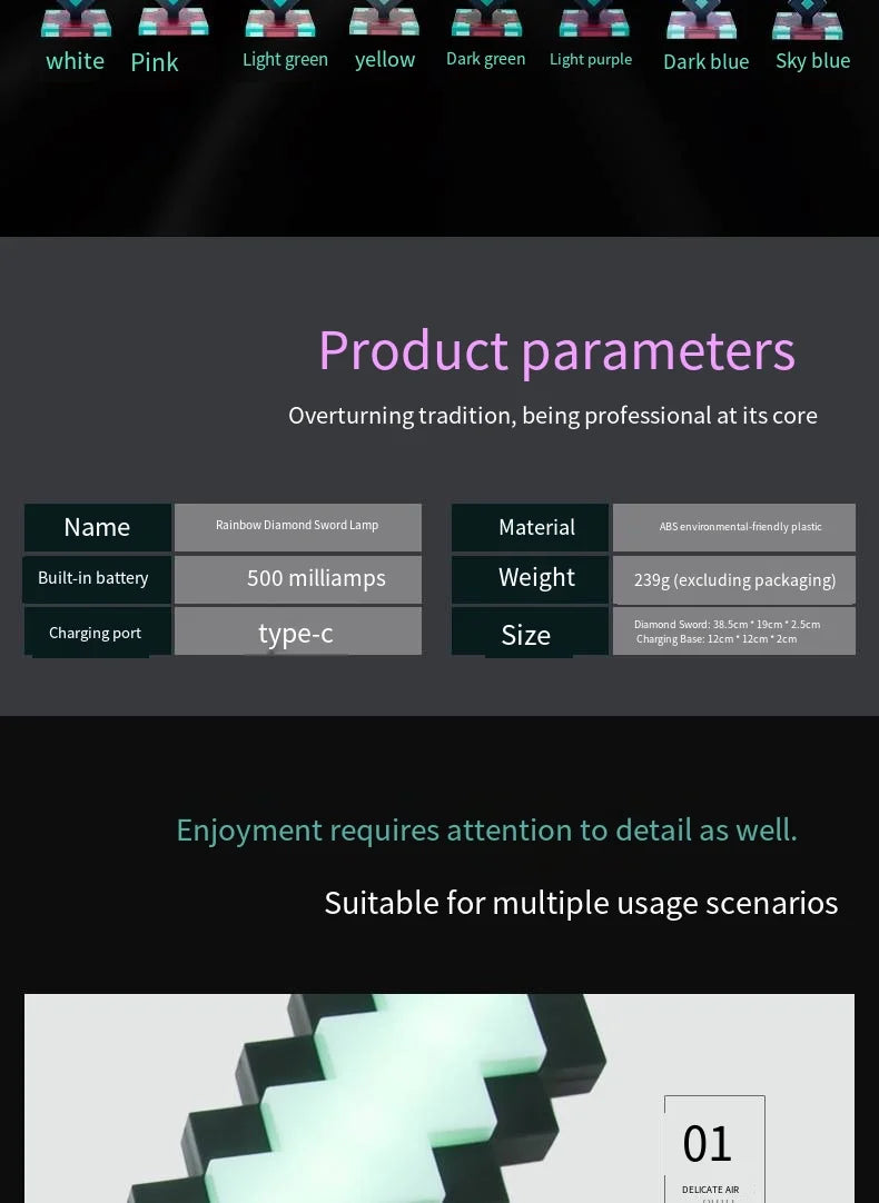 Minecraft LED sword with charging stand