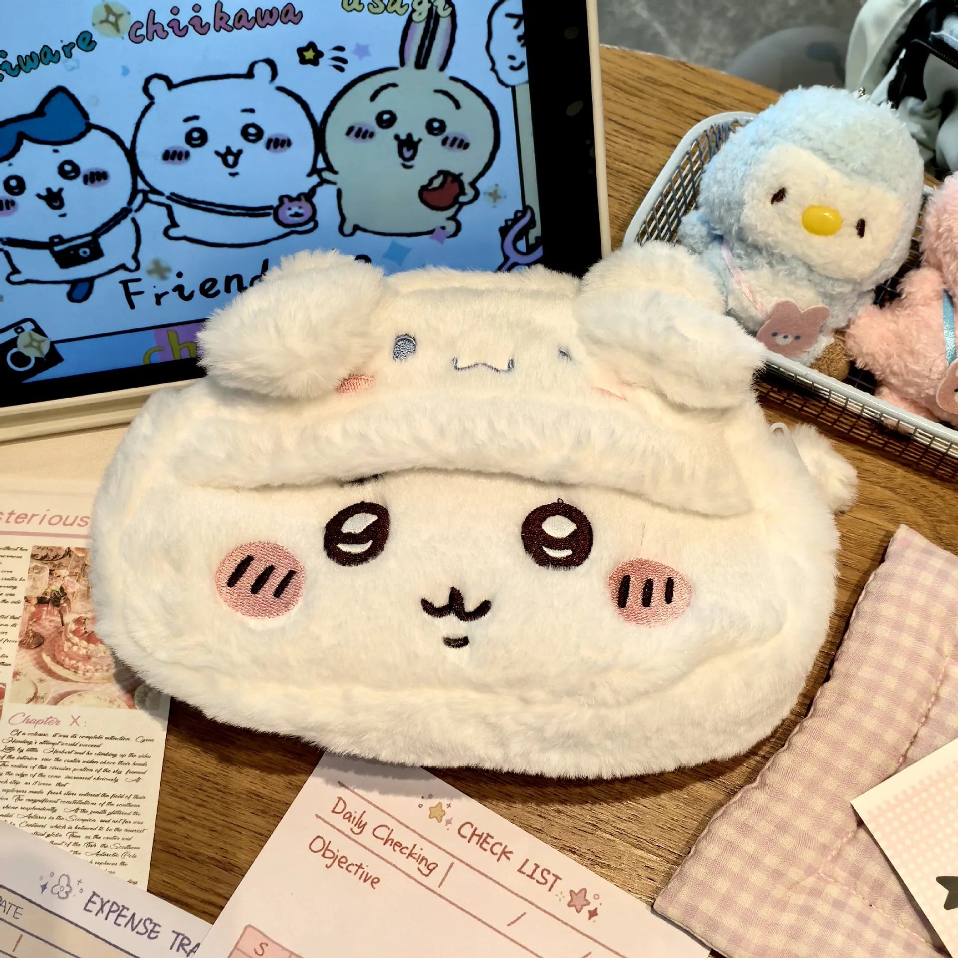 Anime Chiikawas Plush Pen Case Cartoon Usagi Hachiware Stationery Box Large Capacity Pen Case Student Stationery Birthday Gifts