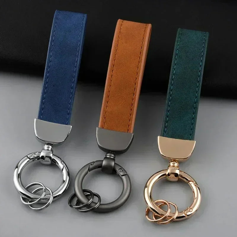 Vintage Keyring Men and Women Laser Engrave Leather Keychain