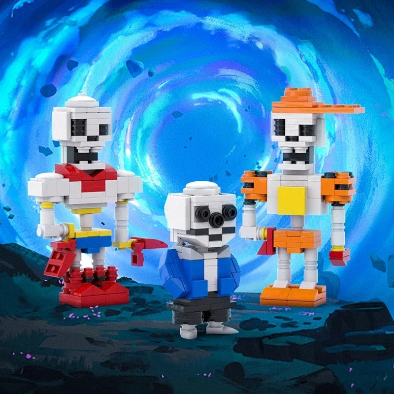 Game Character Skeleton Brothers Building Blocks MOC Undertale Sans Monster Model DIY Kids Puzzle Assembly Toy Boy Birthday Gift