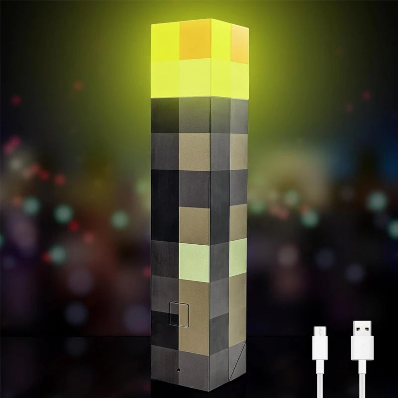 Minecraft Torch Light Brownstone LED Night Light USB Rechargeable indoor lamp
