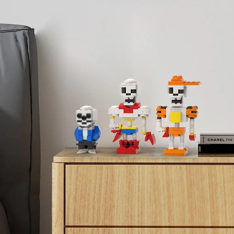 Game Character Skeleton Brothers Building Blocks MOC Undertale Sans Monster Model DIY Kids Puzzle Assembly Toy Boy Birthday Gift