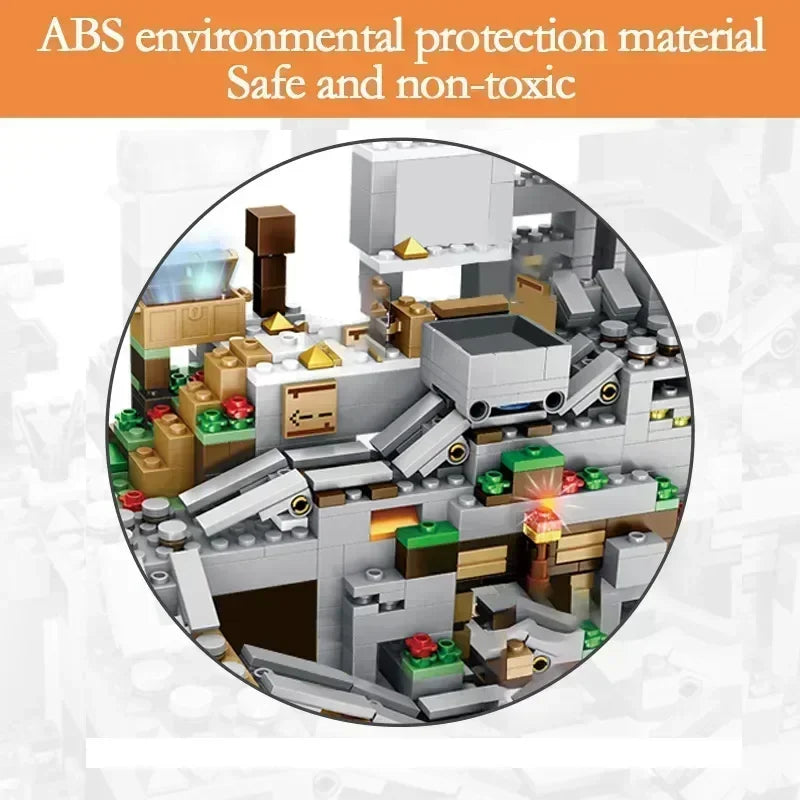 Minecraft Building Blocks The Mountain Cave With Elevator Waterfall Figures Bricks